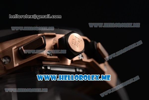 Audemars Piguet Concept Miyota Quartz Rose Gold Case with Skeleton Dial and Grey Rubber Strap Stick/Arabic Numeral Markers (EF) - Click Image to Close